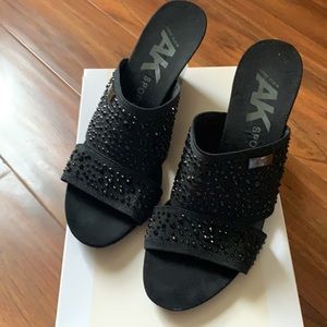 Anne Klein Sport Black Sequined 8.5 Wedge